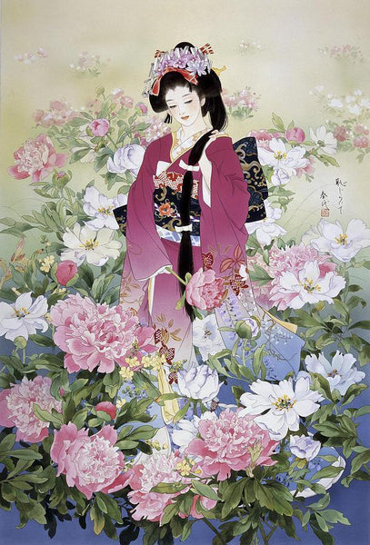 Japán Énekes Virágokkal - számfestő készlet
