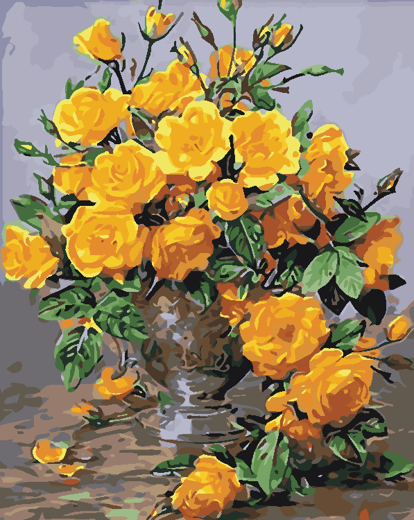 Sárga Virágcsokor - számfestő készlet