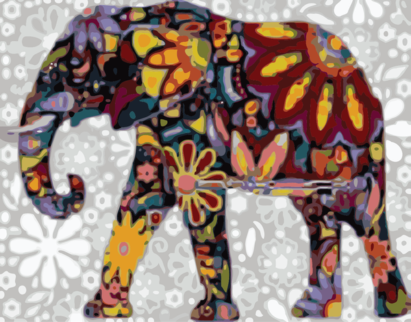 Virágból Készült Elefánt - számfestő készlet